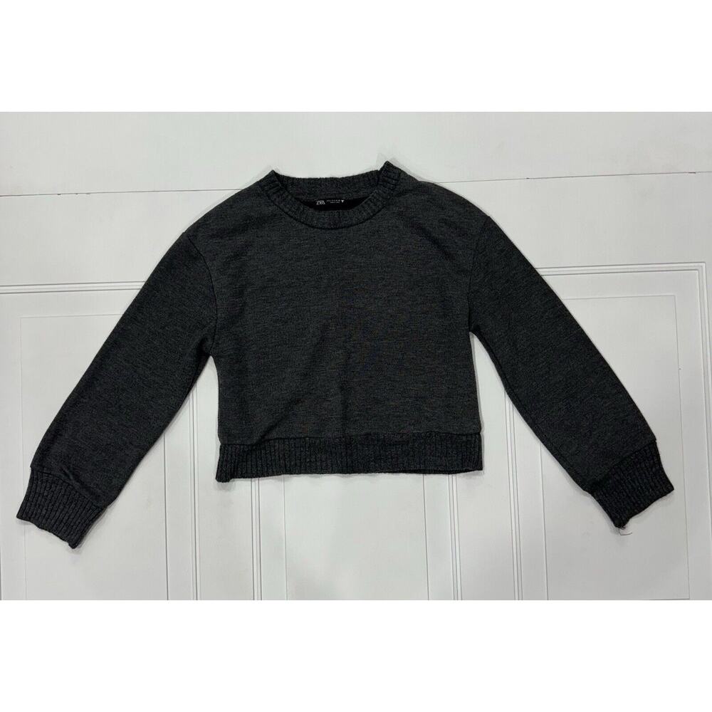 Zara Womens Grey Long Sleeve Cropped Sweater Jumper Size Small